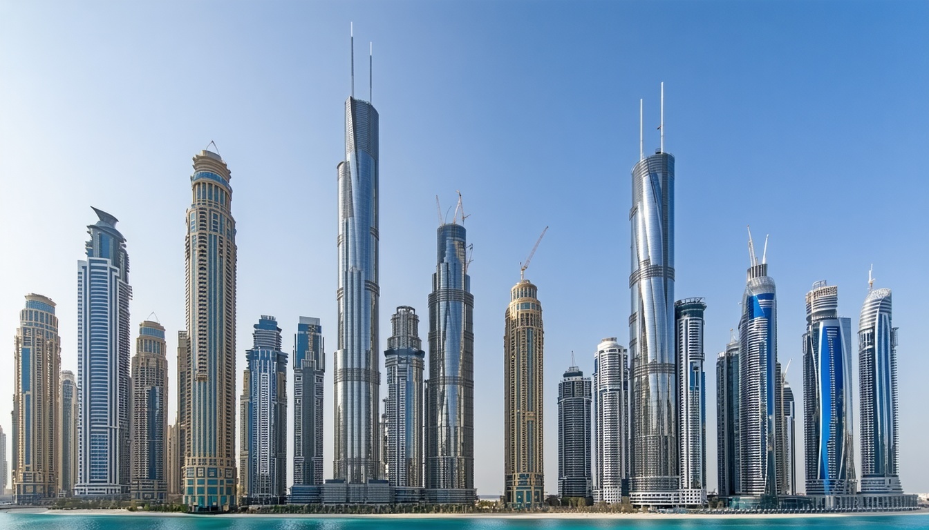 Luxurious Dubai cityscape with iconic skyscrapers