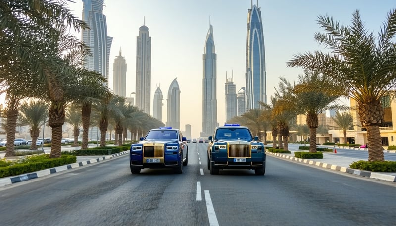 Luxury travel vehicles and scenic Dubai roads Luxury travel vehicles and scenic Dubai roads