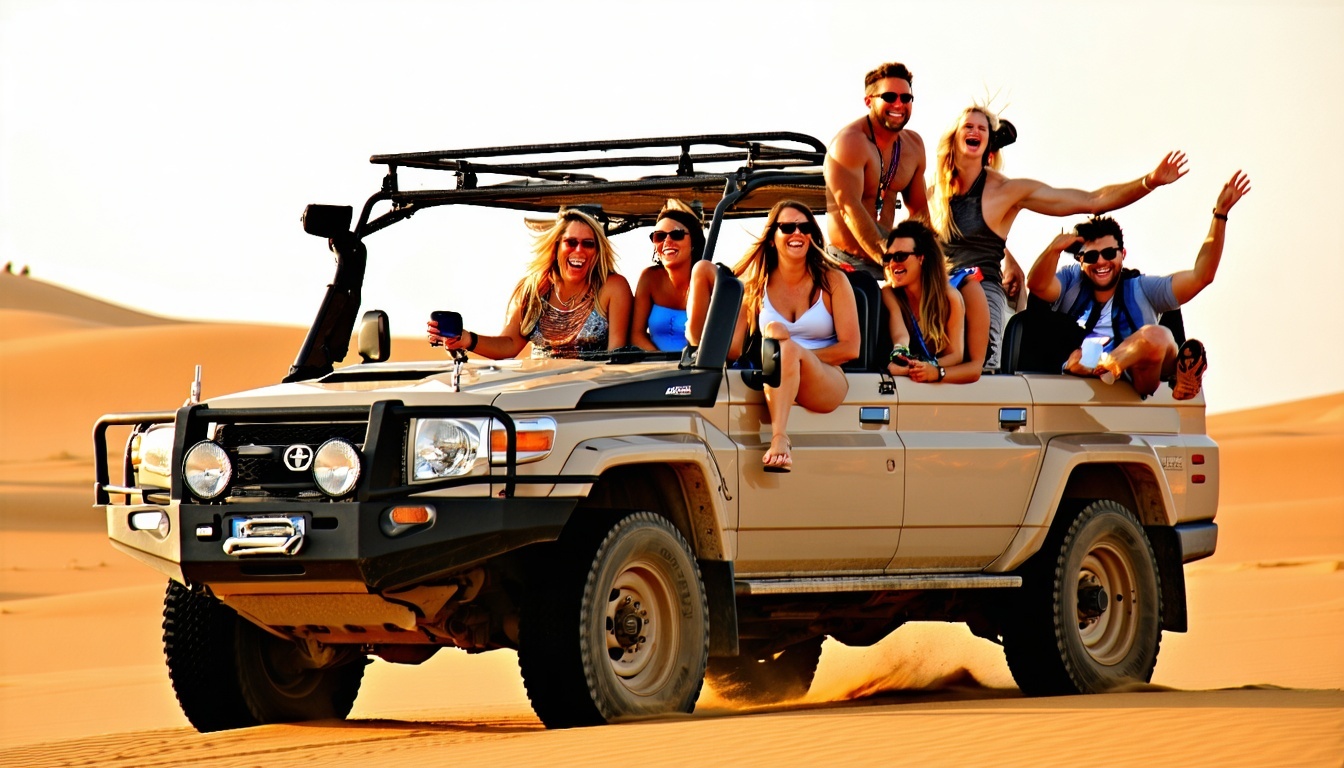 Tourists enjoying a desert safari adventure